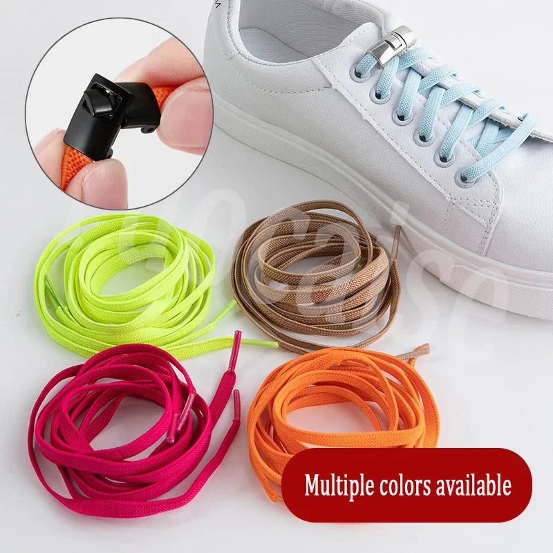 Interlock Buckle Elastic Shoe Laces No Tie Shoelaces for Sneakers Flat Shoelace Kids Adult Elastic Laces One Size Fits All Shoes