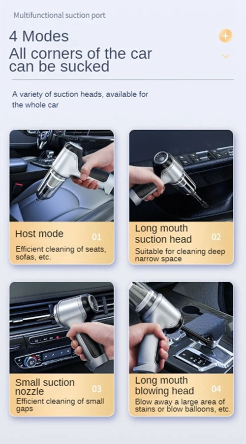 LEIBOO Wireless Car Vacuum Cleaner 12000PA Strong Suction Dust Catcher Cordless Handheld Wet Dry Vacuum Cleaner Air Duster