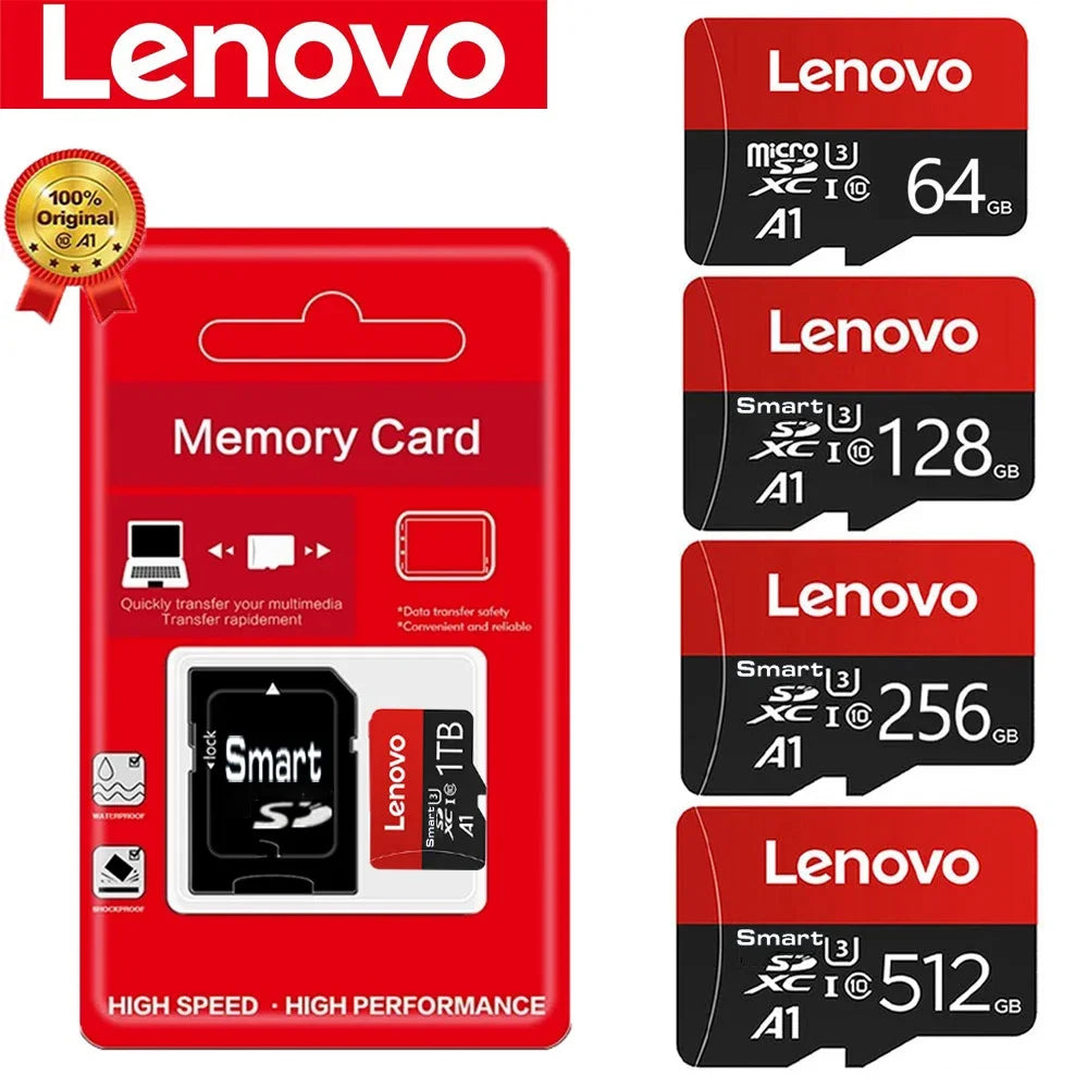 بطاقة ذاكرة فلاش TF Micro TF Mini SD أصلية من Lenovo بسعة 1 تيرابايت 256 جيجابايت 512 جيجابايت 128 جيجابايت 64 جيجابايت للهاتف/الكمبيوتر/الكاميرا شحن مباشر