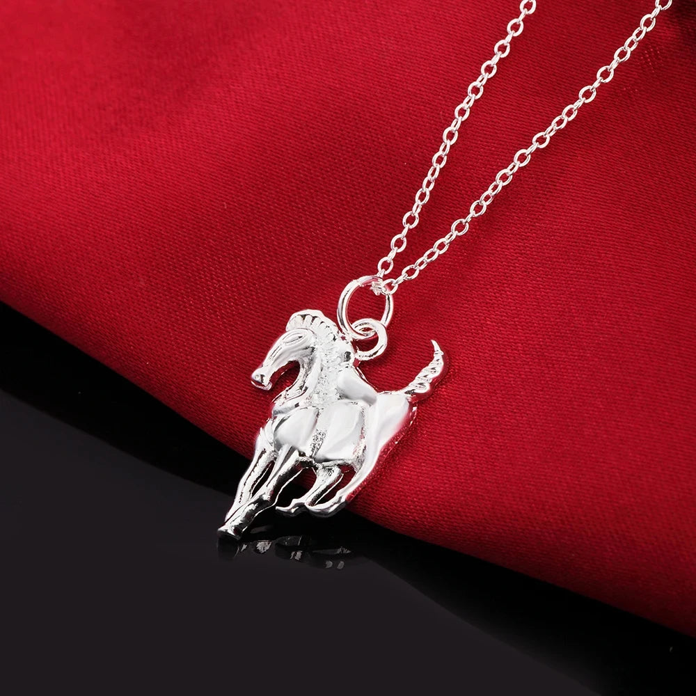 Fashion brand 925 Sterling Silver Necklace For Women luxury Wedding Jewelry elegant horse pendants chain neckalce