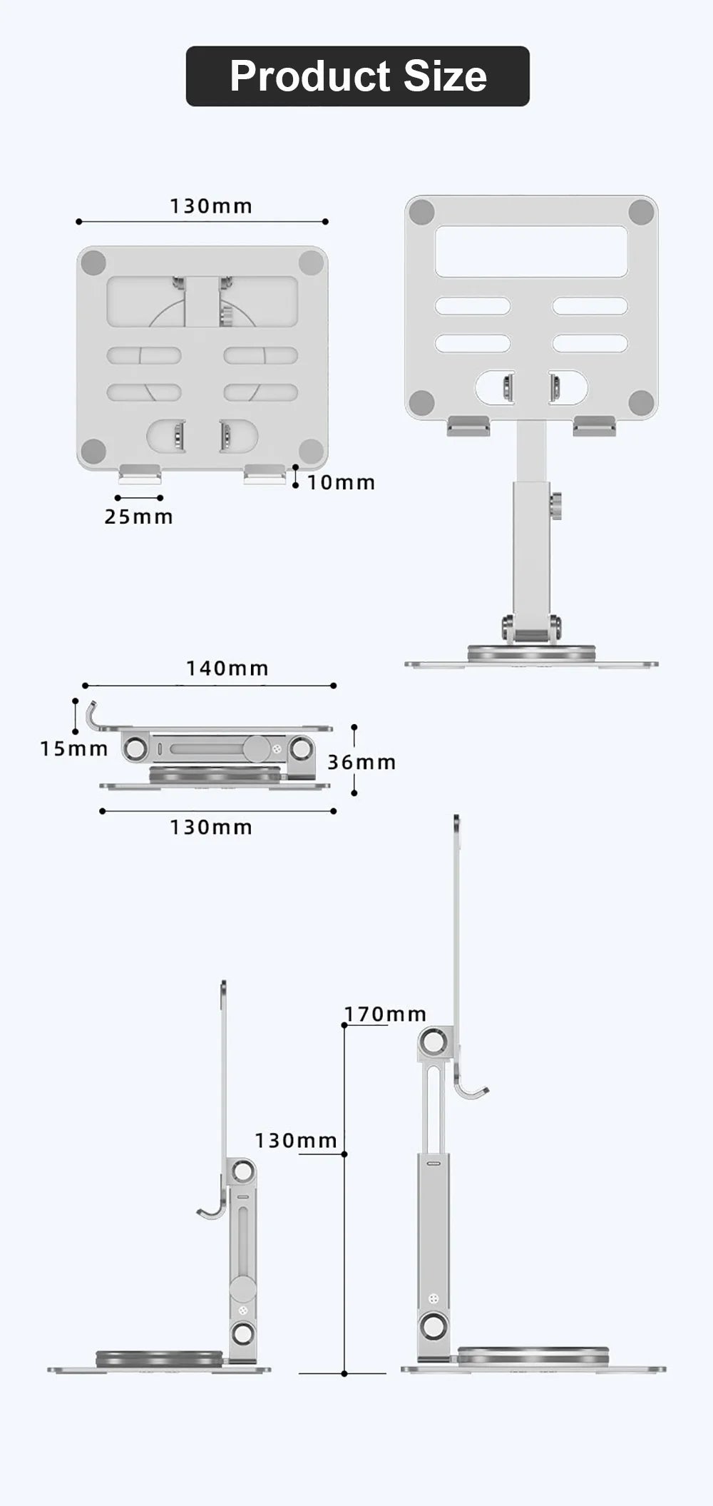 适用于 iPad Pro Air 三星华为小米 Pad 平板电脑支架 360 度旋转可折叠桌面支架手机支架