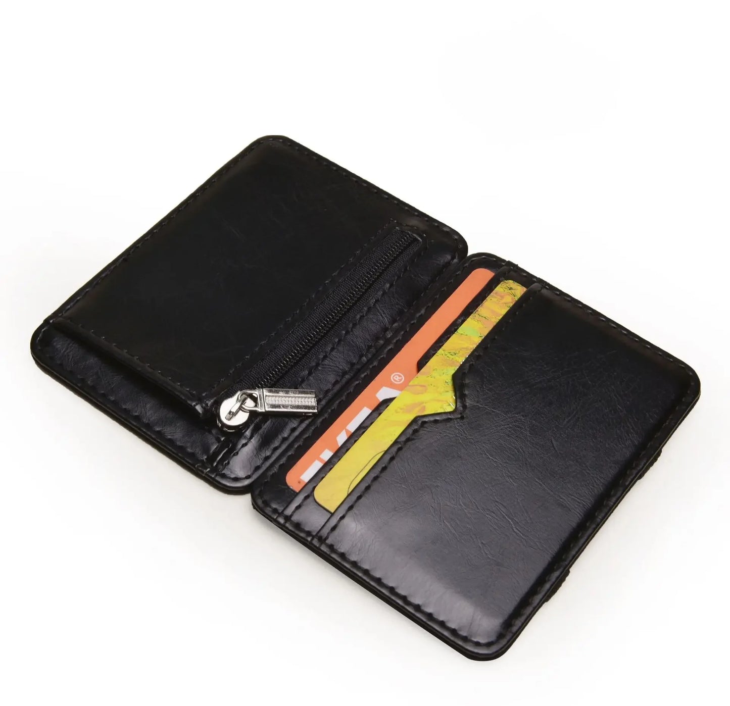 New Fashion Man Small Leather Magic Wallet with Coin Pocket Men's Mini Purse Money Bag Credit Card Holder Clip for Cash