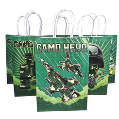 Military Party Favors Gift Bag with Handles Camouflage Treat Bag Paper Bags for Kids Military Themed Birthday Party Supplies