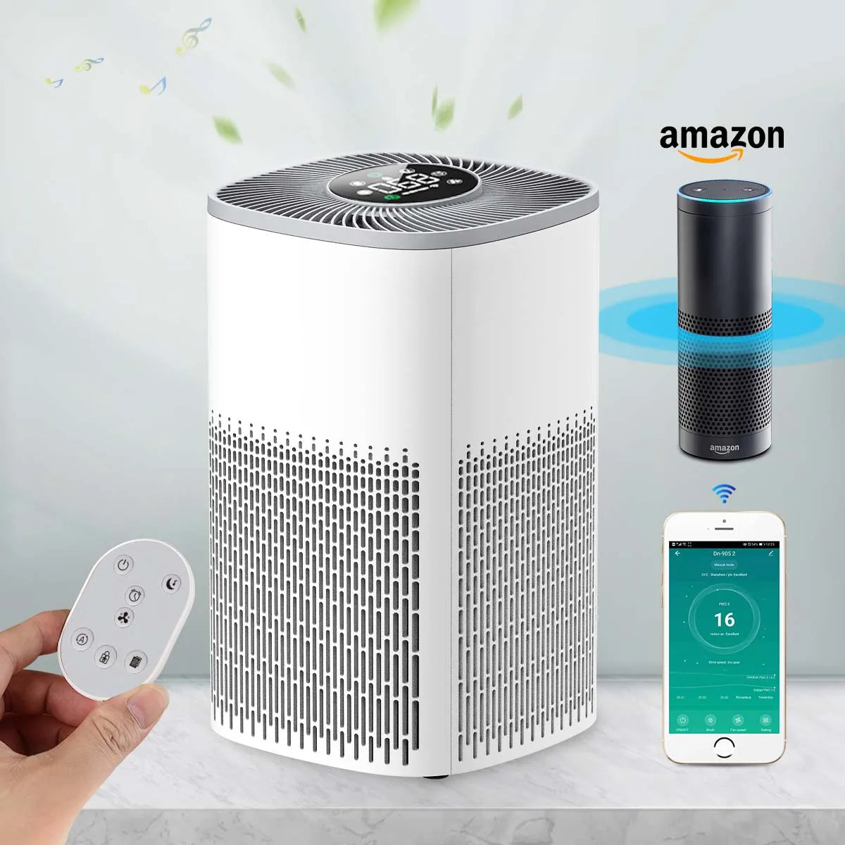 Mi APP Smart Air Purifier Tuya Alexa Remote Control Ozone Genrator HEPA Composite Filter Disinfection Machine For Home Purificad