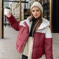 YJKDYK 2024 Winter Women's Cotton Jacket Female Contrast Hooded Thicken Warm Parkas Coats Top Women Street Fashion Jacket