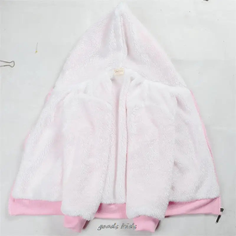 Lilo And Stitch Outdoor Jacket For Children Winter Hooded Warm Windbreaker Casual Baby Boy Velvet Thick Coats Kids Clothing Fur