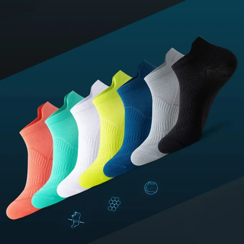 1 Pair Men Women Running Socks Cotton Thin Breathable Riding Cycling Basketball Sports Socks Non-slip Low Cut Ankle Short Socks