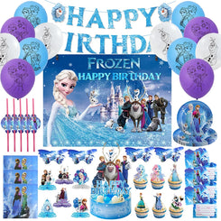 Disney Frozen Birthday Decoration Snow Queen Birthday party Tableware Cup Plate Elsa Olaf Anna Balloons Event Supplies For Kids