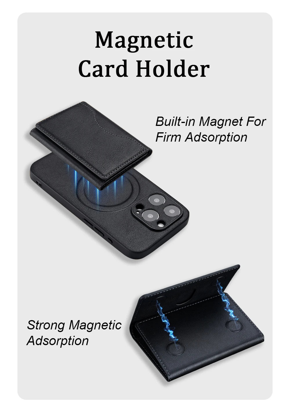 Magnetic Folding Wallet Card Holder PU Leather Case for Magsafe IPhone 14 13 15 Pro Max 12 Plus I Phone I15 Macsafe Stand Cover