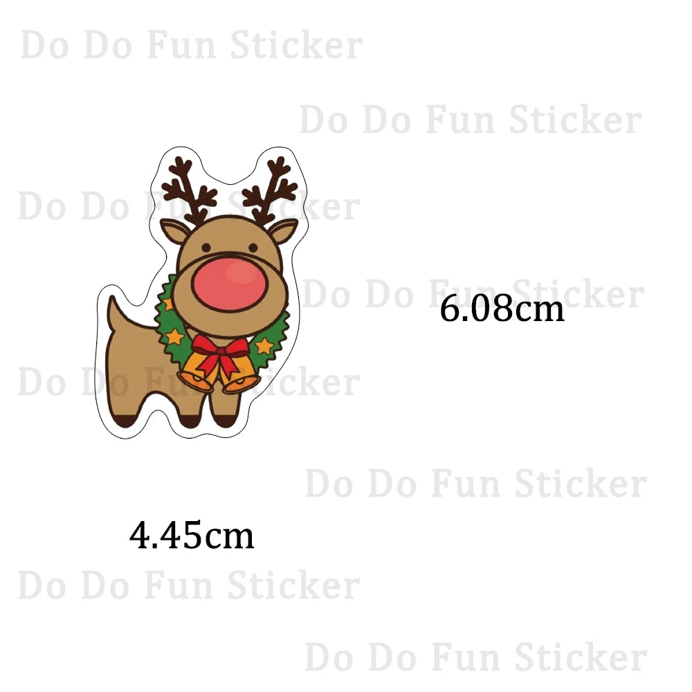 100PCS Cartoon Christmas Stickers Collection Waterproof Creative Santa Claus Elk Gift Christmas Tree Gingerbread Man Bell Socks