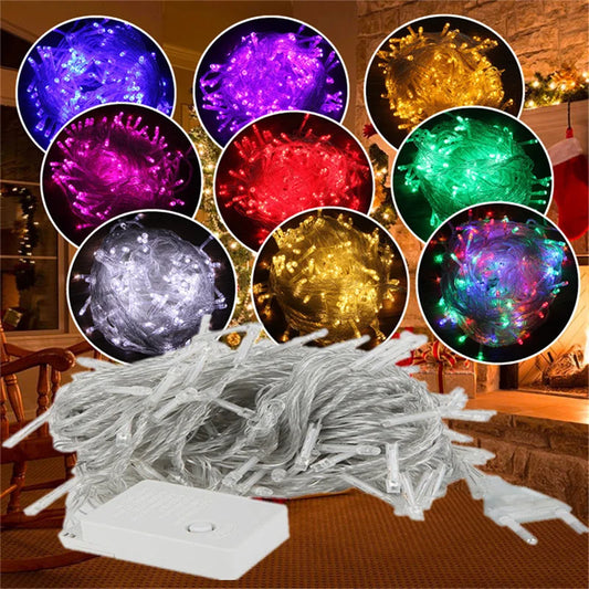 220V EU Plug 10M Outdoor Christmas 100 LED String Light Garlands Decoraction Fairy Lamp For Home Wedding Party Holiday Lights