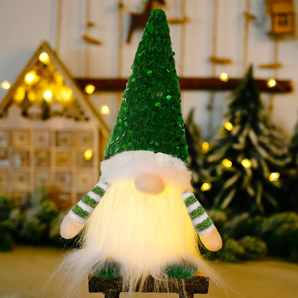 30cm Christmas Doll Elf Gnome with Led Light Christmas Decorations for Home Xmas Navidad New Year 2023 Children's Gifts