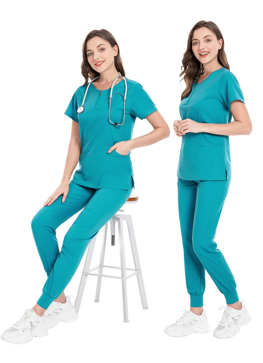 Surgical Uniforms Woman Scrub Set Medical Nurse Beauty Salon Workwear Clinical Scrubs Top + Pant Spa Doctor Nursing Tunic Suit