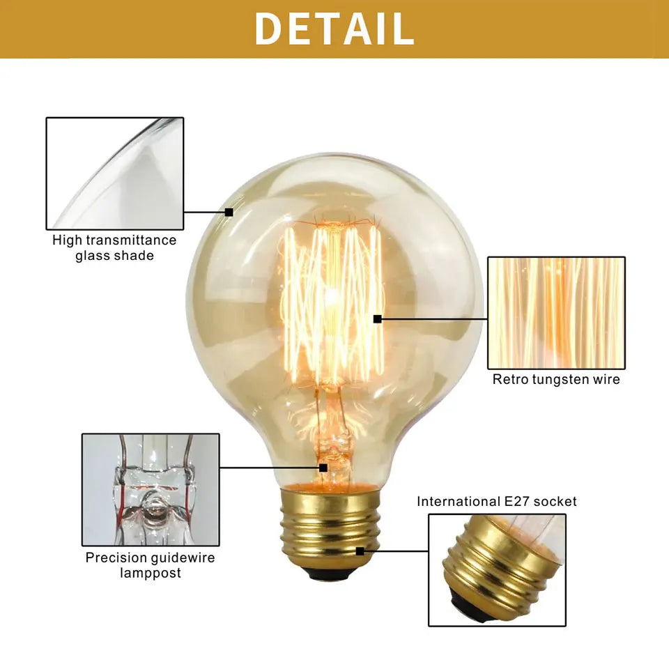 Reteo Edison Light Bulb 220V 110V E27/E26 A19 ST64 40W Vintage LED Filament Light Bulb Edison Lamp For Home Vintage Edison Lamp