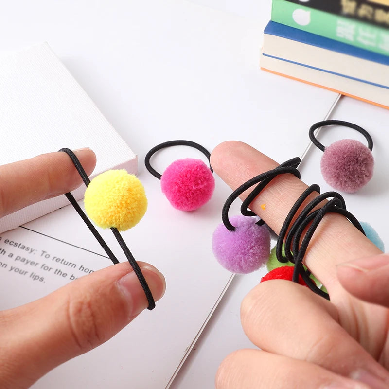 ncmama 16Pcs/lot Sweet Girls Animal Hair Ball Hair Ring Rubber Baby Hair Bands Kids Headwear Korean Hair Accessories Ornaments