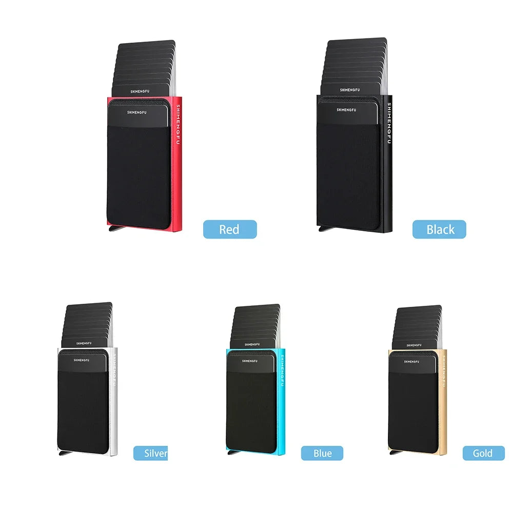 Automatic Flip Card Side Push Card Holder Sleeve Large Capacity 12 Cards Slot Metal Cards Box Men Credit Card Anti-theft Wallets