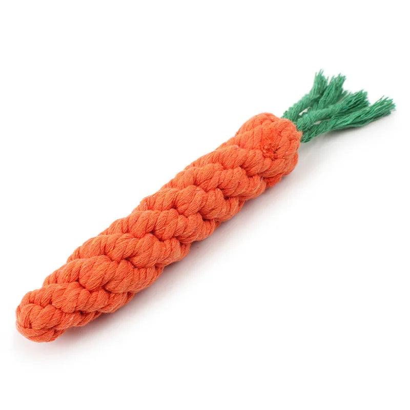 1 Piece Dog Toy Set Carrot Knot Rope Ball Cotton Rope Dumbbell Puppy Teeth Cleaning Chew Toy Durable Woven Anti-Bite Pet Supplie