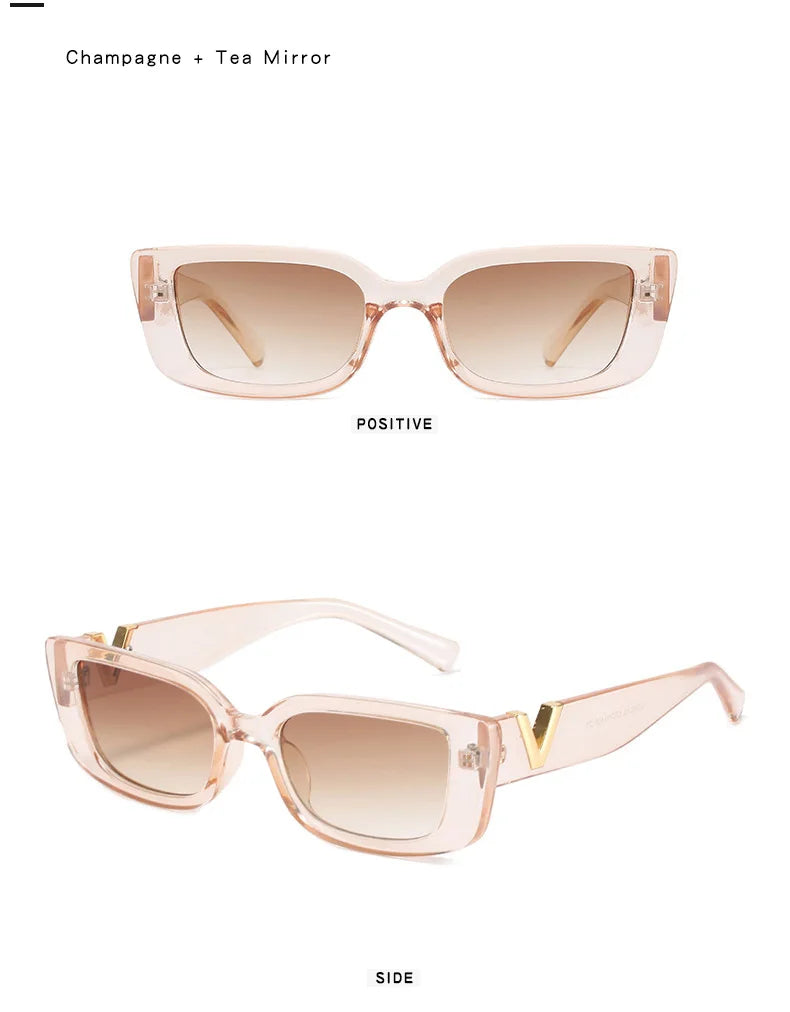 Fashion Cat Eye Sunglasses Retro Small Frame Driving Eyewear Women  Men Luxury V Sun Glasses UV400