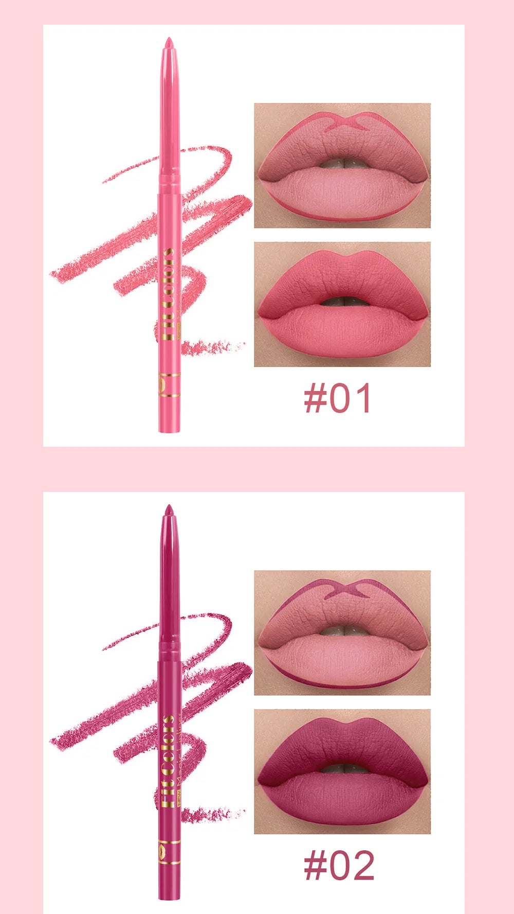 Fit Colors 3pcs/set Non-stick Cup Lip Liner Set Matte long-lasting waterproof lip liner Non-fading velvet lip makeup