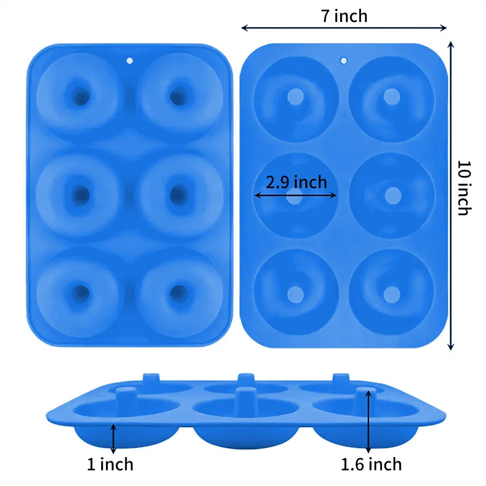 Heat Resistant Silicone Donut Mold for 6 Doughnuts Food Grade Silicone Bagels Pan for Baking Non Stick Mini Cupcake Mould