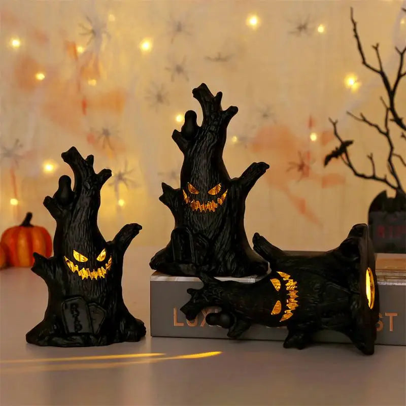 Halloween Ghost Tree LED Glow Ghost Lights Electronic Pumpkin Witch Candle Lamp Horrific Atmosphere Decoration Party Supplies