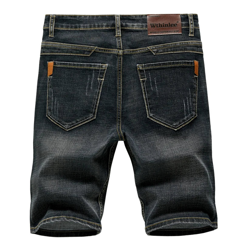 Summer Shorts Jeans Men Denim Pants Stretch Dark Blue Fashion Design Men's Jeans Slim Straight Male Short Jeans Hombre