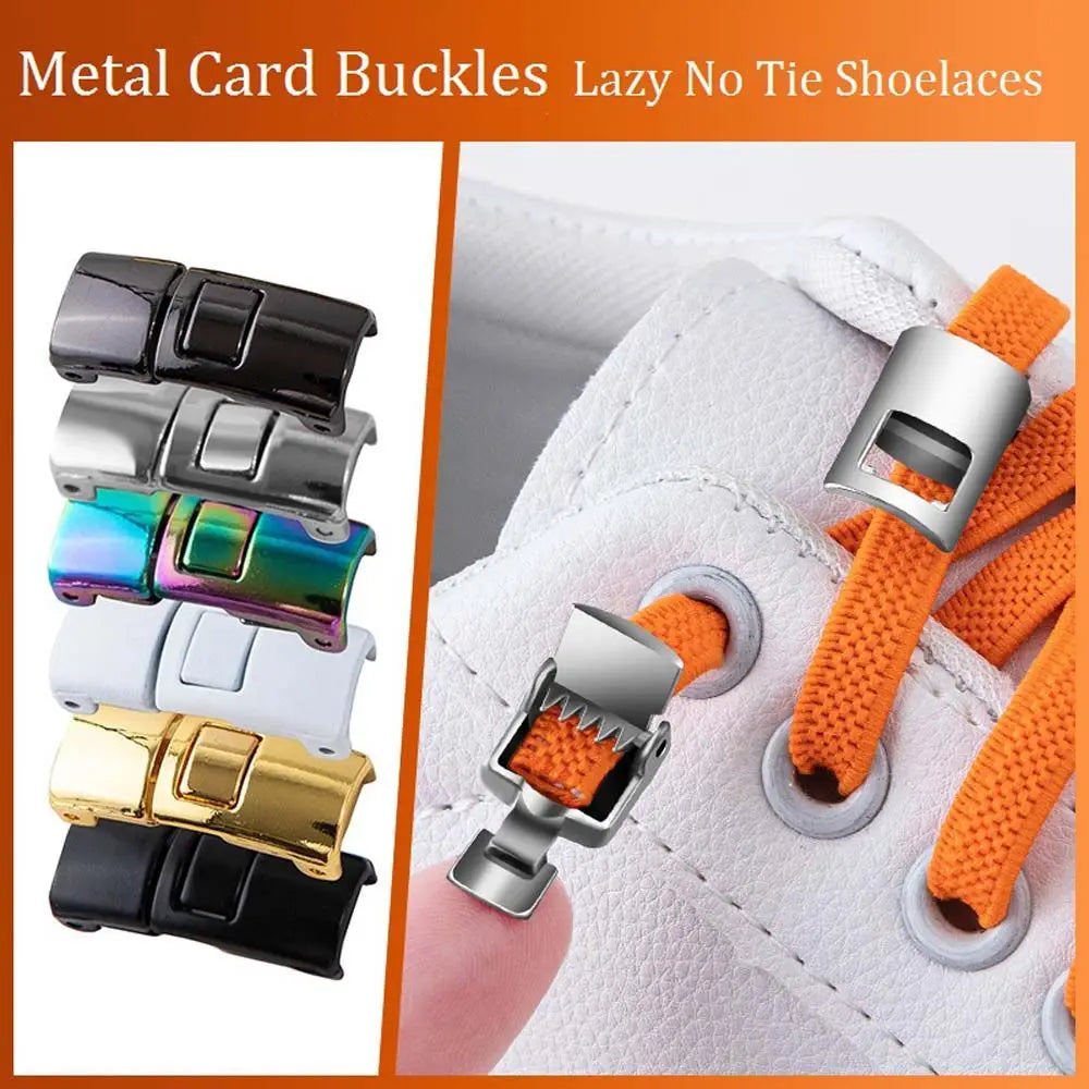 Fashion Unisex No Tie Shoelaces Fast Safety Sneakers Strings Snap Shoelaces Metal Lock Laces Clasp Lazy Laces Buckle