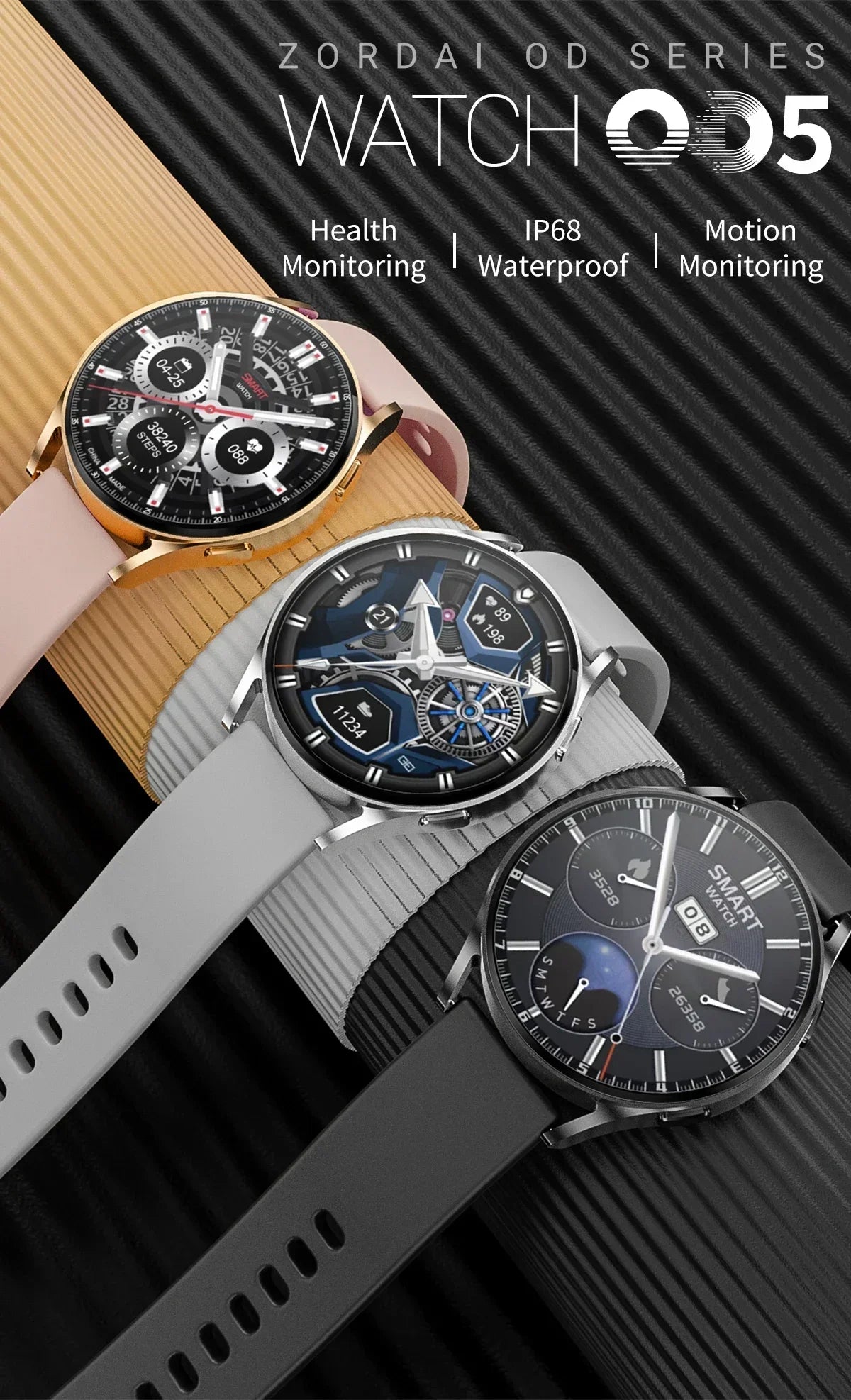 Zordai 适用于三星 Galaxy Watch 6 智能手表血氧 GPS 追踪器男式 360*360 高清屏幕防水蓝牙通话智能手表