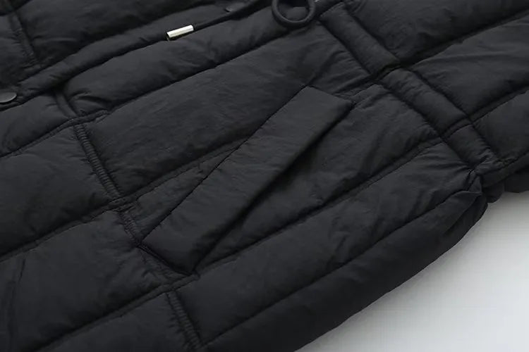 Plus Size Women's Clothing Autumn And Winter New In Thickened Laminated Vest Turndown Collar Mid-Length Quilted Jacket Oversize