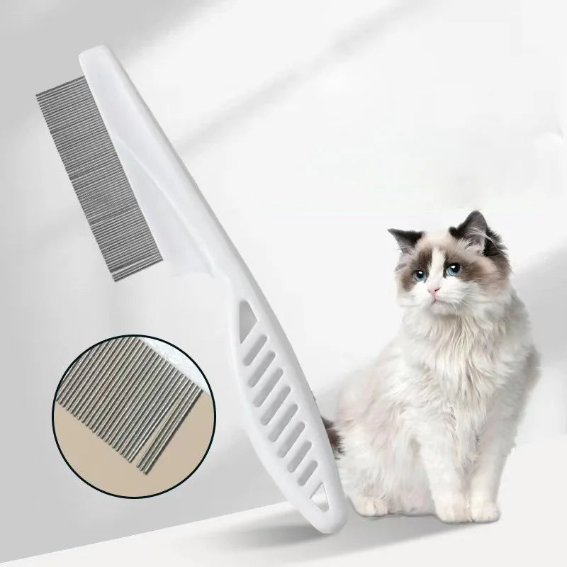 Flea Comb Dog Cat Hair Removal Brush Stainless Steel Dense Teeth Inline Comb Portable Pet Universal Grooming Cleaning Supplies