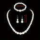 Bulbusbow Fashion Pearl Jewelry Set including double-layer simulated pearl necklace, earrings, and bracelet