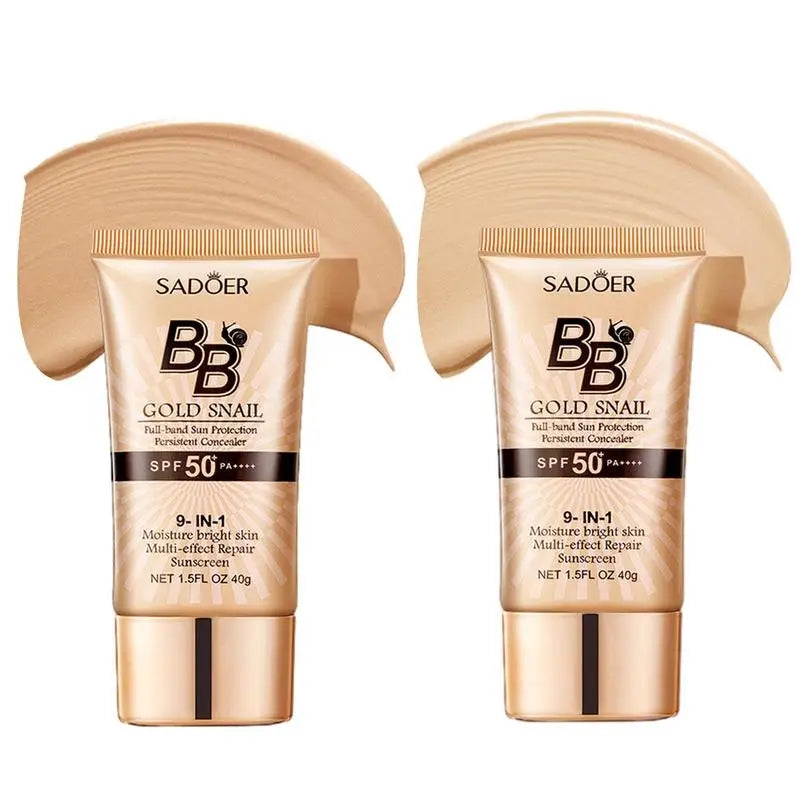 SPF50 Gold Snail Sunscreen BB Cream Liquid Face Base Foundation Whitening BB Cream Foundation Cream Face Makeup Concealer Cream