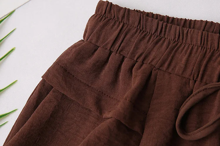 Summer Thin Ice Silk Shorts Women 2024 New Plus Size Elastic High Waist Loose Wide Leg Knee Pants