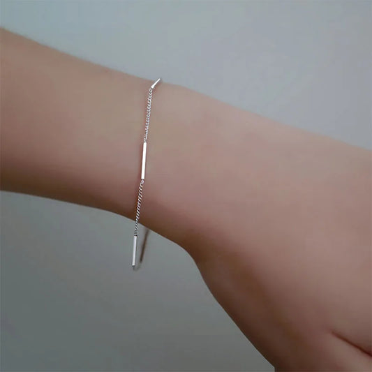 New 925 Sterling Silver Square Bracelet Simple Style Shiny Bracelet Gifts for Women  Exquisite Fashion Jewelry