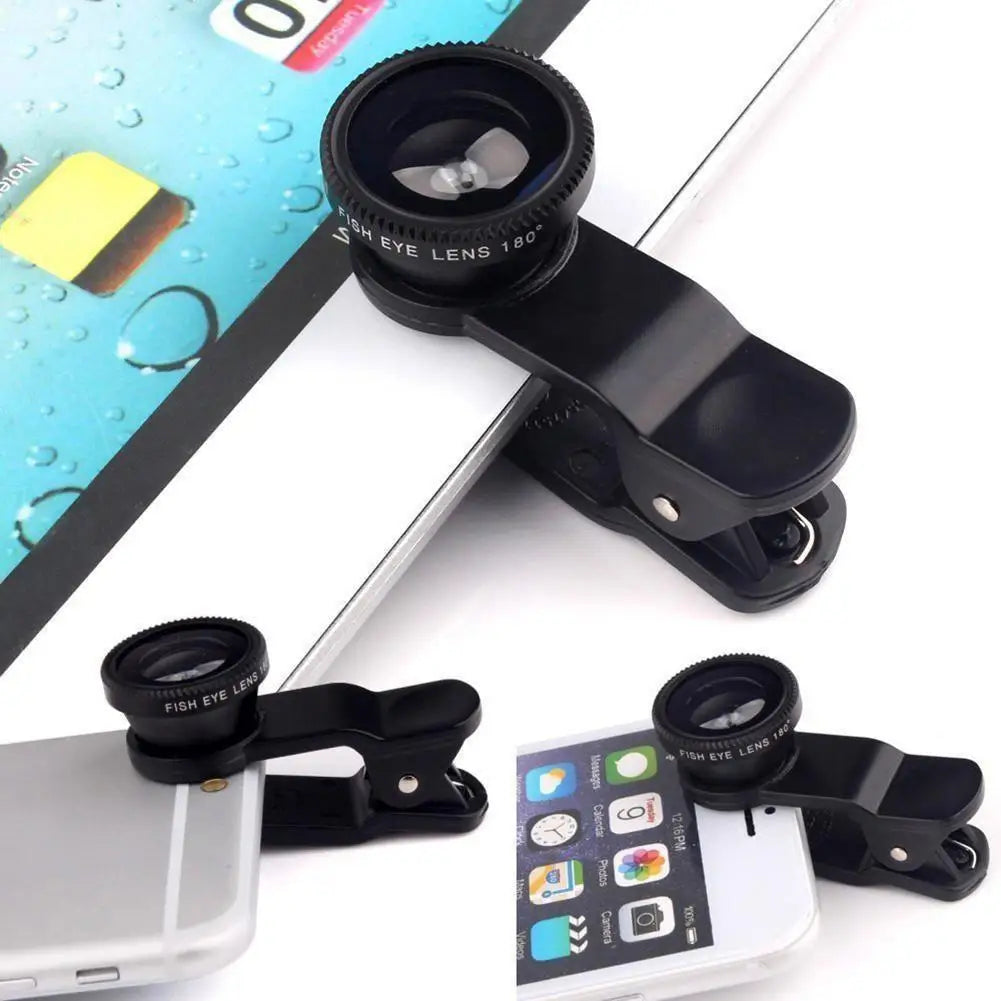 3in1 Fisheye Phone Lens 0.67X Wide Angle Zoom Fish Eye Macro Lenses Camera Kits With Clip Lens On The Phone For Smartphone