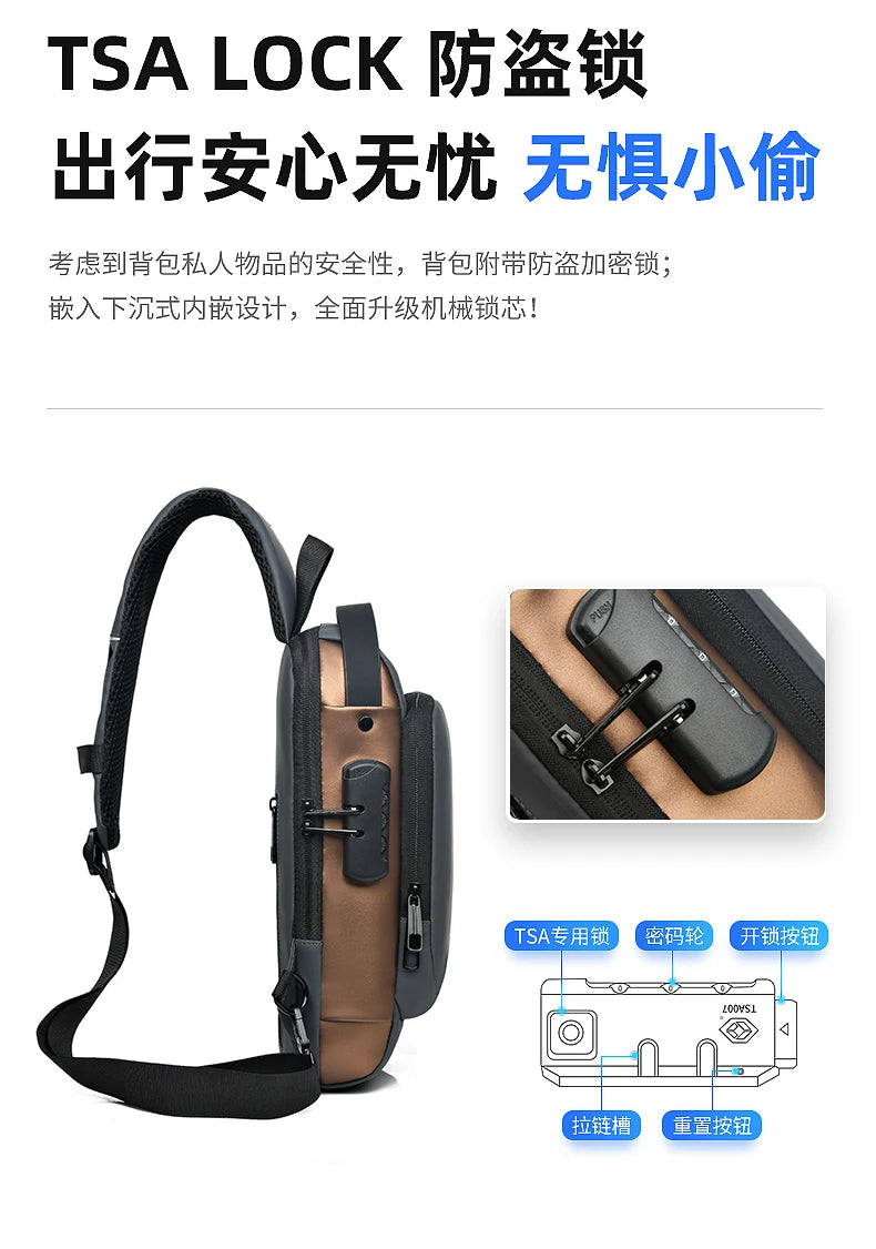 Fashion Men's Chest Bag Waist Packs High Quality Oxford Crossbody Bag Chest Pack Anti-theft Design Men's Handbag Shoulder Bag