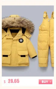 2024 Winter Down Jacket for Girl clothes Kids Overalls Snowsuit Baby Boy over coat Toddler New Year Clothing Set parka real fur