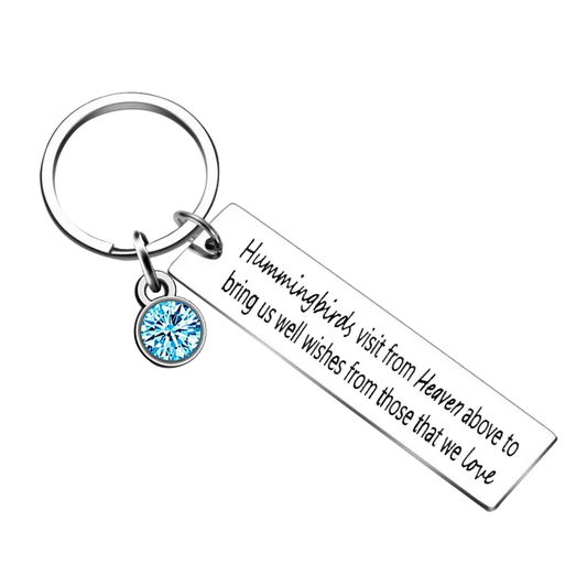 Cute Memorial Keychain Hummingbird Key Chain Pendant Jewelry Humming Bird Lover gift In Memory of Loved One Mom Sympathy Gift