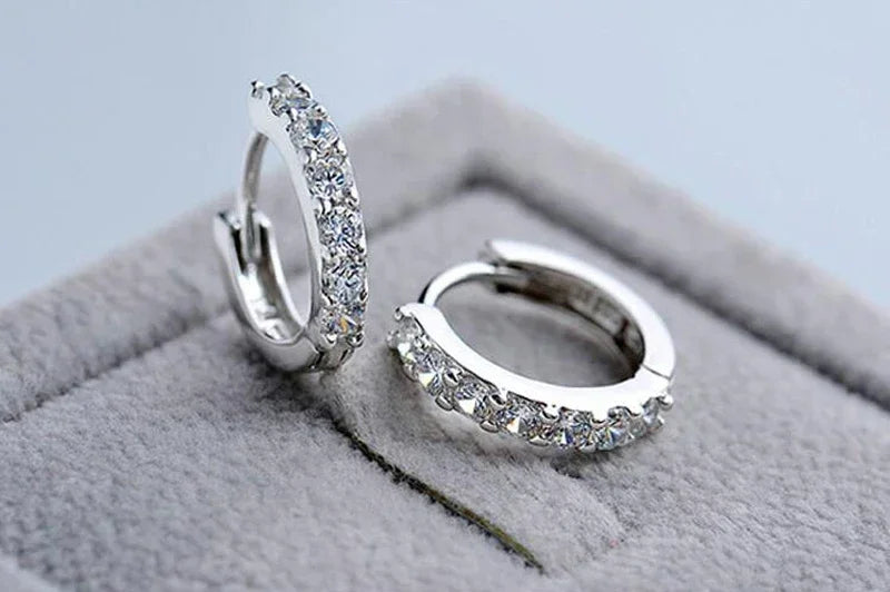 High-quality 925 Sterling Silver Earrings luxury 10mm Circle Zircon Hoop Earring for Grils Woman Wedding party Jewelry Gifts