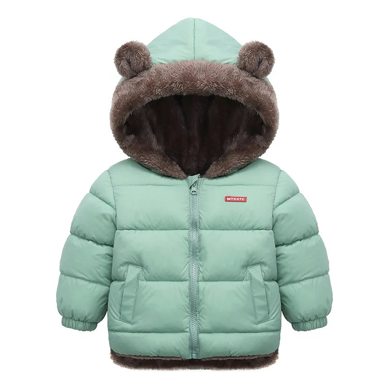 Girls Boys Autumn Down Coats Kids Winter Warm Hooded Jackets New Children Thicken Fashion Outerwear Casual Lamb Fleece Clothing