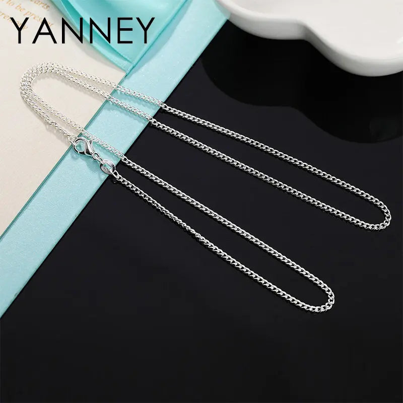 925 sterling silver Necklace For Woman 2MM 16-30 Inches Side Link Chain Necklace Fashion Wedding Gift Charm Jewelry Wholesale