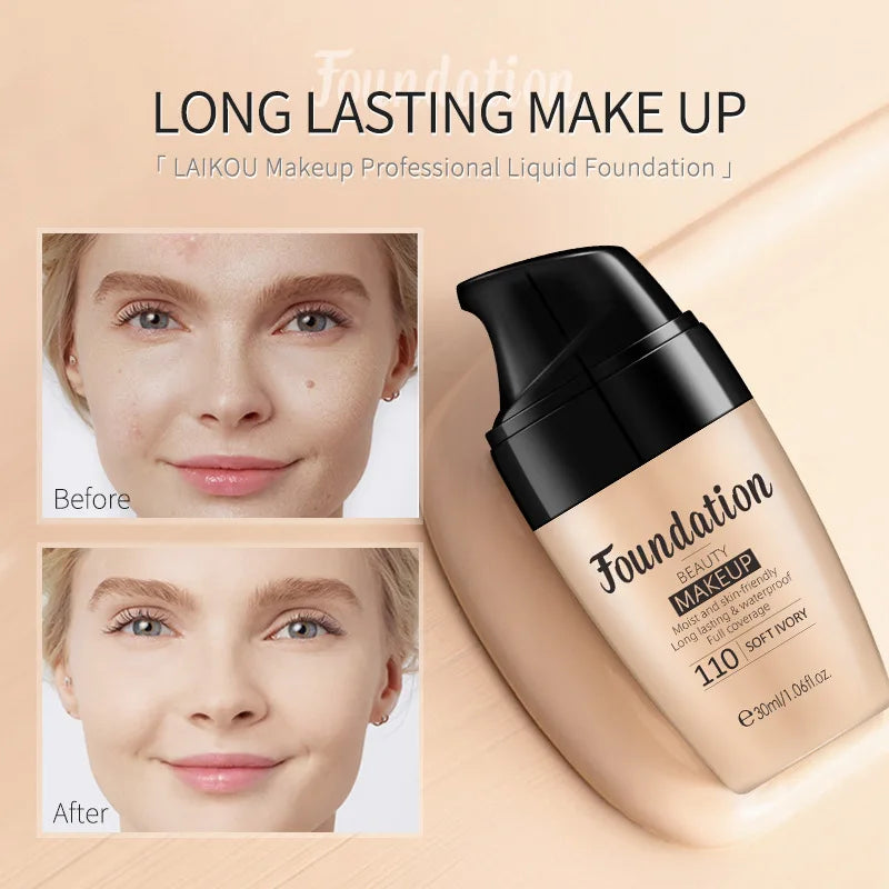 Bulbusbow 30ml Liquid Foundation Waterproof Makeup High Coverage Concealer Long-lasting Cover Dark Circle Brighten Matte BB Cream Cosmetic