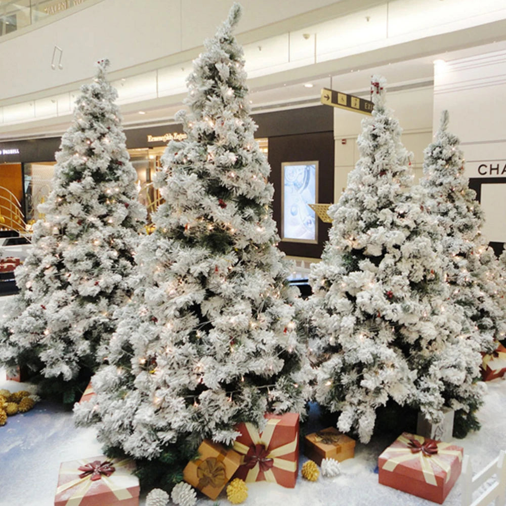 2025 Christmas 2.1m White Simulation Artificial Flocking Snow Christmas Tree Adornment for home party hotel shopping mall