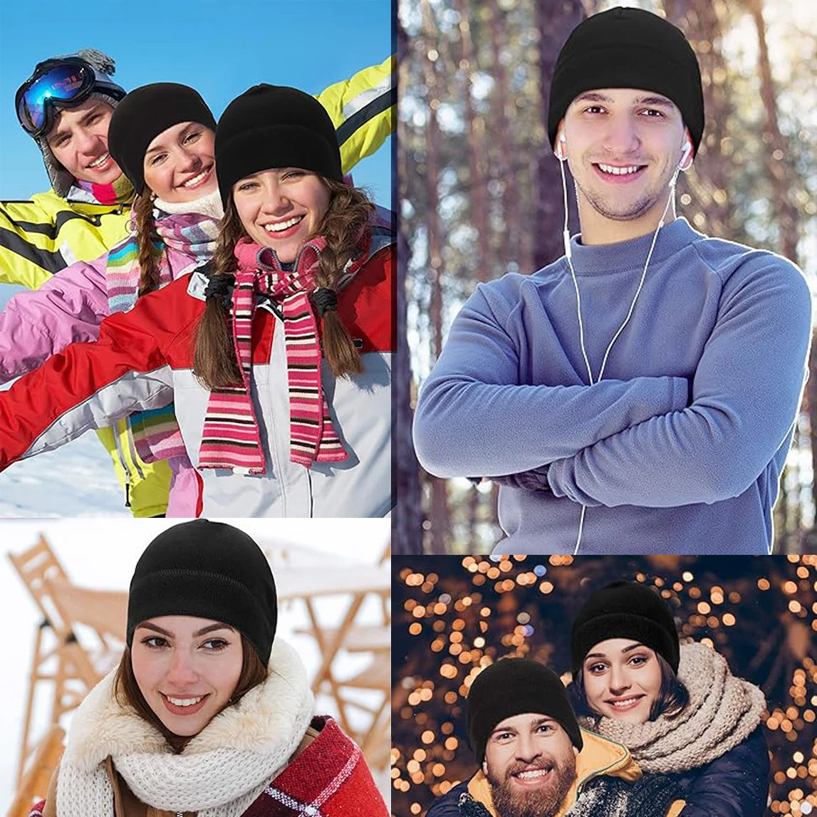 3 Pieces Winter Watch Skull Cap Men Warm Polar Fleece Beanie Hat Thick Windproof Unisex for Outdoor Exercising Helmet Liner