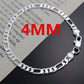 Noble new arrive 925 sterling silver 4MM chain for men Women Bracelet Necklace jewelry set lady Christma gifts charms wedding