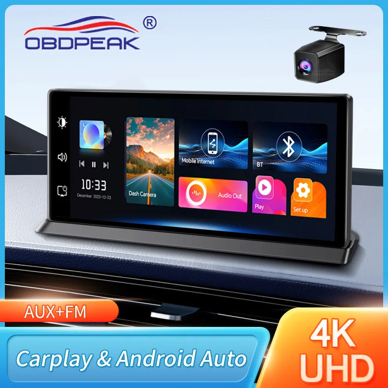 K2 Pro 11.3 英寸车载 DVR 4K 摄像头无线 Carplay Android 汽车人工智能屏幕行车记录仪双镜头录像机 GPS 导航仪表盘