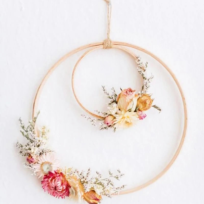 10pcs Bamboo Circle Round Embroidery Hoop Tool Diy Handmade Wreath Dreamcatcher Accessories Wedding Party Xmas Hanging Decor