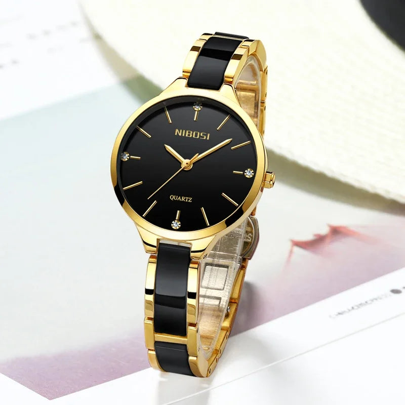 NIBOSI Women Wrist Watch Ceramic Bracelet Watches Ladies Creative Watch For Women Female Clock Relogio Feminino Montre Femme