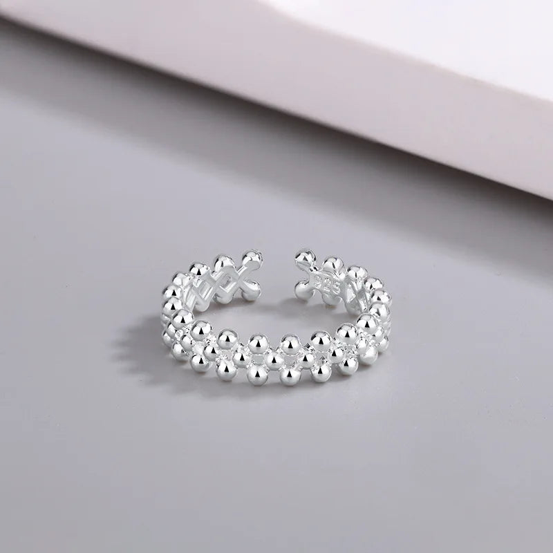 925 Sterling Silver Bilayer Ball Open Rings For Women Engagement Wedding Luxury Jewelry Accessories Jewellery Argent 925