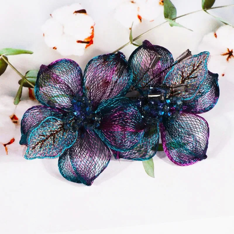 Elegant Copper Wire Flower Bride Hairpin Hair Accessories for Women Luxury Metal Spring Clips Mom Headwear Hair Clips for Girls